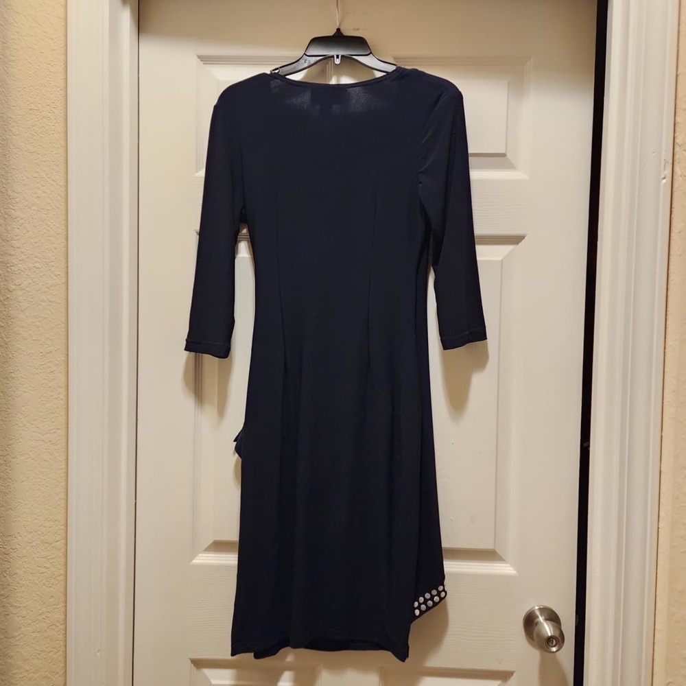 Joseph Ribkoff Navy Blue Dress Silver Stud Trim Detail Style 171024 Size 8 - Picture 4 of 7